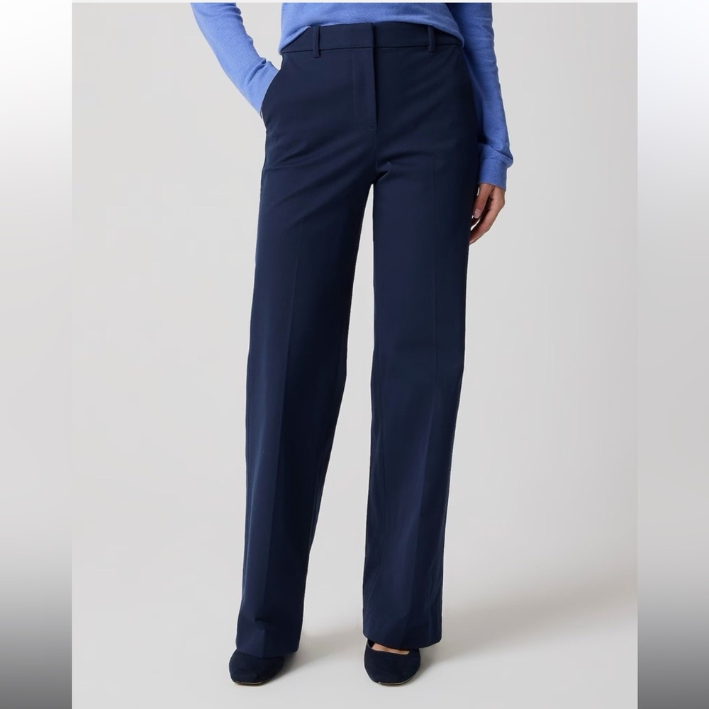NWT J.Crew Navy Ruby Full Length Pants In Stretch Twill, 2P Classic Navy Women's